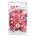 Кнопки Prym Love  "Color Snaps Mini" 9мм, круглые с имитацией стежка, розовые, красные 