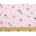 Ткань Gütermann Long Island (розовый/птицы, стрекозы, цветы) 
