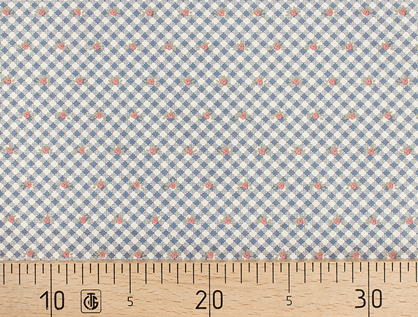 Ткань Gütermann Pemberley (розочки на клетчатом синем фоне) 