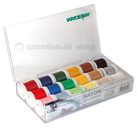 Подарочный набор вышивальных ниток Madeira Rayon 18 катушек Rayon равномерной окраски по 200м
