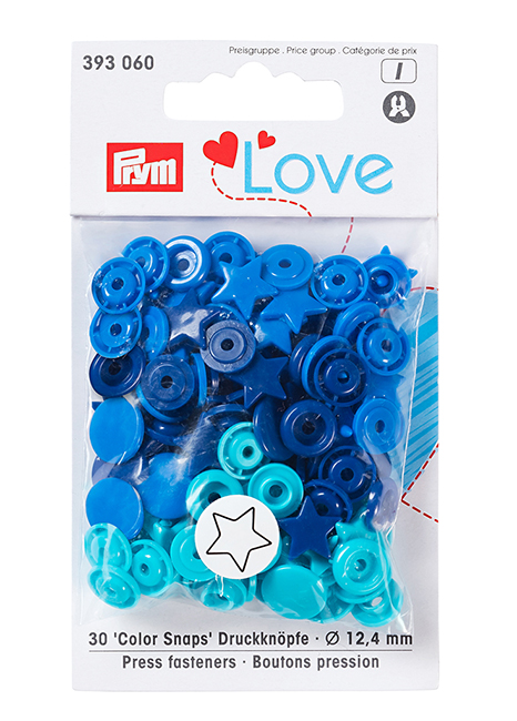 Кнопки Prym Love  "Color Snaps" звезда бирюзовая, ярко-синяя, синяя 